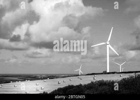 Windparks in Feldern in England Stockfoto