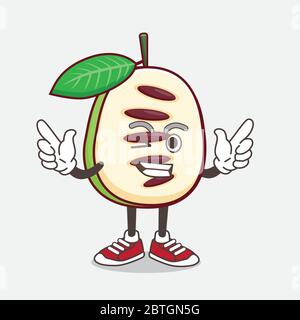 Eine Illustration von Pfote Obst Cartoon Maskottchen Charakter mit Winking Eye Stock Vektor