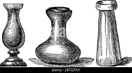 Pflanztopf aus Glas verwendet, um Hyazinthe, Vintage-Linie Zeichnung oder Gravur Illustration wachsen. Stock Vektor