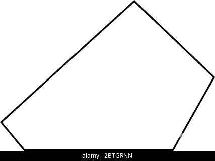 Fünfseitiges Polygon, alle Seiten sind ungleich in der Länge und Innenwinkel sind weniger als 180 Grad, Vintage-Linie Zeichnung oder Gravur Illustration. Stock Vektor