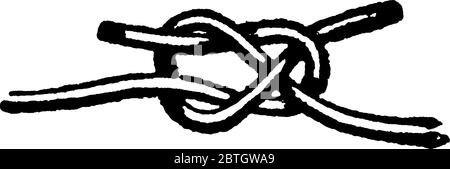 Knoten und Spleiße umfassen alle verschiedenen Methoden des Binden, Befestigen und Verbinden von Seilen oder Schnüren. Im Allgemeinen können die Anforderungen eines nützlichen Knotens sein Stock Vektor