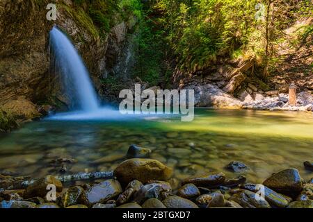 Durch das schöne Ostertaltobel im Gunzesriedtal im Allgau bei Blaichach, Sonthofen Stockfoto