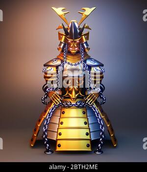 Bushido-Rüstung - Samurai Krieger Rüstung Japanischer Stil .3D Rendering Stockfoto