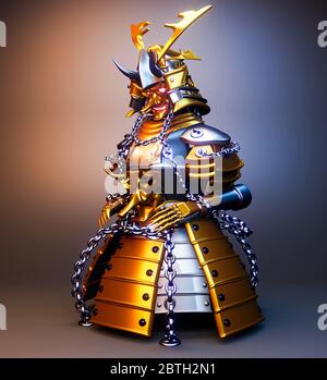 Bushido-Rüstung - Samurai Krieger Rüstung Japanischer Stil .3D Rendering Stockfoto