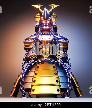 Bushido-Rüstung - Samurai Krieger Rüstung Japanischer Stil .3D Rendering Stockfoto