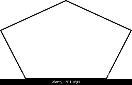 Fünfseitiges Polygon, alle Seiten sind ungleich in der Länge und Innenwinkel sind weniger als 180 Grad, Vintage-Linie Zeichnung oder Gravur Illustration. Stock Vektor
