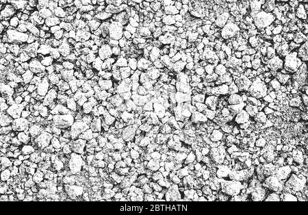 Verzweifelte Overlay-Textur von Steinen, Felsen, Kieselsteinen, Makadam. Grunge Hintergrund. Abstrakte Halbton-Vektor-Illustration Stock Vektor