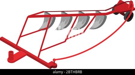Symbol für den Traktor-Pflug. Isometrisches Vektor-Symbol für das Webdesign auf weißem Hintergrund Stock Vektor