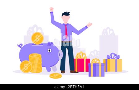 Sammeln Sie Punkte Business-Konzept flache Stil Design Vektor Illustration. Stock Vektor