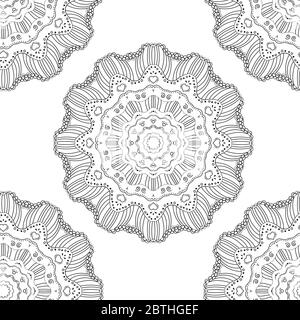 Schöne komplizierte und dekorative Mandala Shell Vektor nahtlose Muster Hintergrund. Stock Vektor