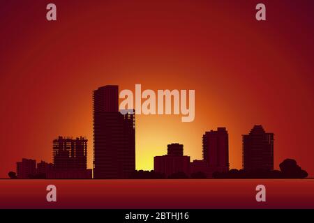 Moderne Stadt Panorama isoliert Skyline Vektor-Illustration Stock Vektor