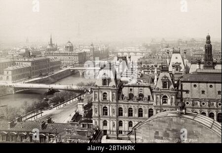 Foto aus dem 19. Jahrhundert - Blick auf Paris auf der seine, Frankreich Stockfoto