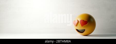 Fröhliche und lachende Emoticons 3D-Rendering-Hintergrund, Social Media und Kommunikationskonzept Stockfoto