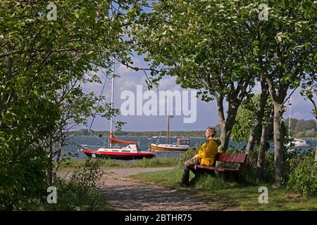 Boote vor Maasholm, Ostsee Fiord Schlei, Schleswig-Holstein, Deutschland Stockfoto