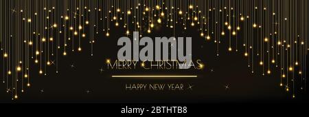 Hintergrund Weihnachten Banner Design mit glitzernden goldenen Lichter Vorhang. Dekorative Design weihnachten Header, Website, Poster, Grußkarten Stock Vektor