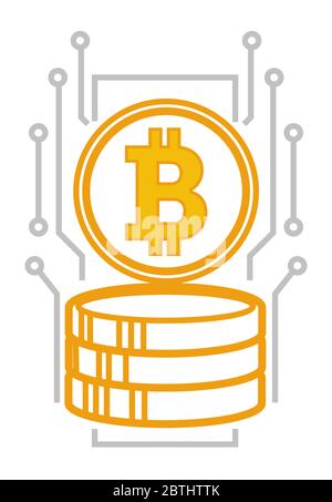 Bitcoin System der digitalen Finanzierung und Banking Vektor Stock Vektor