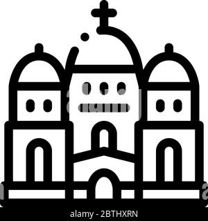 christlicher Tempel mit Kuppeln Symbol Vektor-Umriss-Illustration Stock Vektor