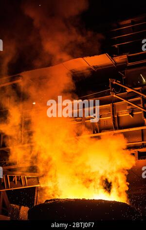 Tata Steel Scunthorpe - Heavy End - Stahlproduktion Stockfoto