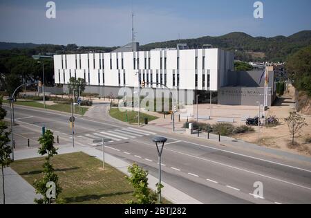 Allgemeine Ansichten der neuen lokalen Polizeiwache (Policia Local i Proteccio Civil) in Lloret de Mar, Costa Brava, Spanien Stockfoto