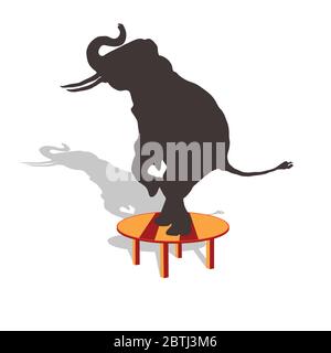 Elefant auf dem Tisch Vektor-Illustration Stock Vektor