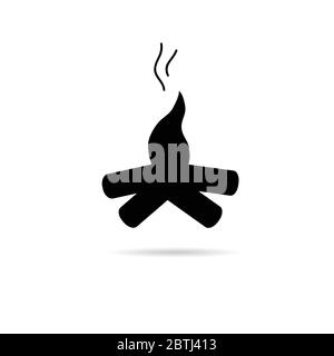 Feuer-Symbol Vektor schwarze Silhouette auf weiß Stock Vektor