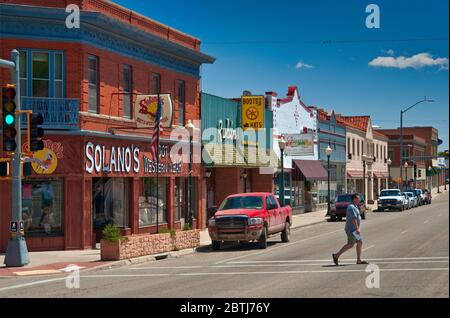 Geschäfte in der 2nd Street in Raton, New Mexico, USA Stockfoto