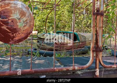 Pripyat, Tschernobyl, Ukraine - 29. Juli 2012: Riesenrad in der Stadt Pripyat, die nach der Atomkatastrophe von Tschernobyl aufgegeben wurde Stockfoto