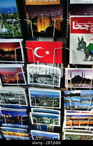 Verkauf Postkarte - Markt in Istanbul - Bosporus - TÜRKEI Stockfoto