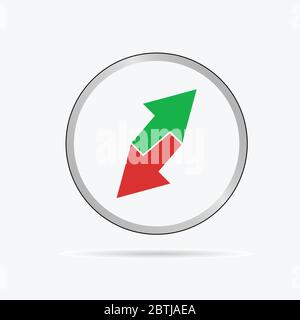 Grünes und rotes Pfeilsymbol im Kreisvektor Stock Vektor