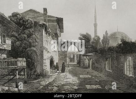 Osmanisches Reich. Türkei. Konstantinopel (heute Istanbul). Das Alte Istanbul. Gravur von Lemaitre, Vormser und Lepetit. Historia de Turquia von Joseph Marie Jouannin (1783-1844) und Jules Van Gaver, 1840. Stockfoto