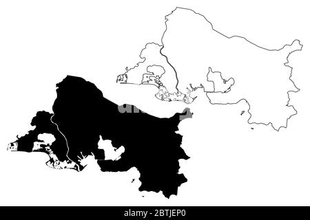 Departamento Bouches-du-Rhone (Frankreich, Frankreich, Provence-Alpes-Cote d Azur) Karte Vektorgrafik, Skizze Bouches-du-Rhone Karte Stock Vektor