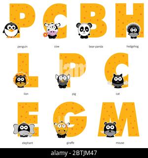 Buchstaben an Tiere Vektorgrafik Stock Vektor