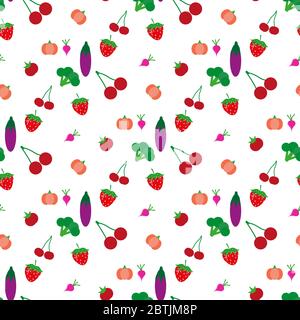 Nahtloser Hintergrund mit Gemüse und Obst eps10 Stock Vektor