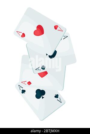 Abbildung von vier Assen Spielkarten Anzug. Stock Vektor