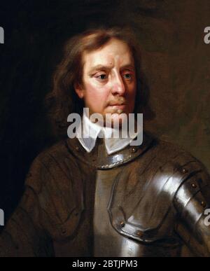 Oliver Cromwell. Porträt von Oliver Cromwell (1599-1658) in Rüstung, nach Samuel Cooper, Öl auf Leinwand, nach Werk von 1656 Stockfoto