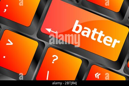 Teig-Wort über Tastatur, Notebook Computer-Taste Stockfoto