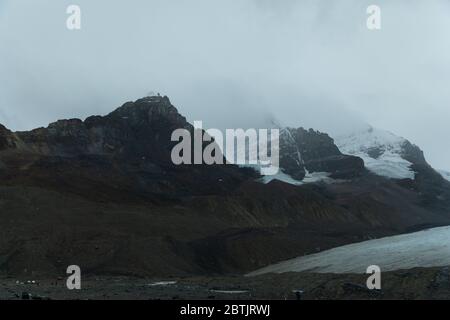 Mount Andromeda und Athabasca Gletscher, Kanadische felsige Berge, Alberta, Kanada Stockfoto