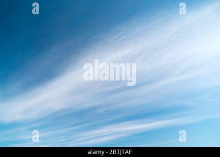 Lange federleichte Wolken am blauen Himmel Stockfoto