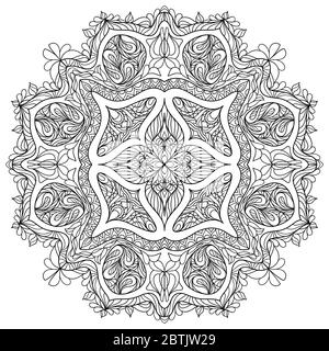 Zentangle Malvorlagen für Erwachsene Anti Stress mit botanischen dekorativen Mandala Stockfoto