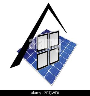 Solarpaneele Vektor Illustration Teil Baum Stock Vektor