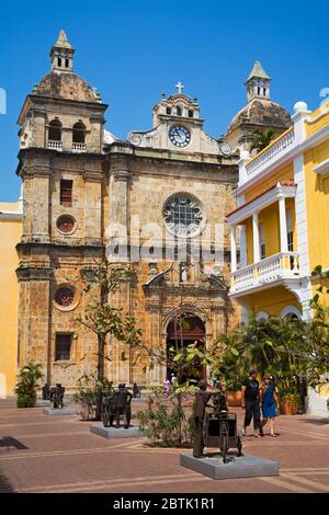 San Pedro Claver Kirche, Altummauerte Stadtbezirk, Cartagena Stadt, Bolivar Staat, Kolumbien, Mittelamerika Stockfoto