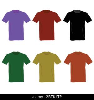 t-Shirt Vektor-Illustration in sechs Farben auf weißem Hintergrund Stock Vektor