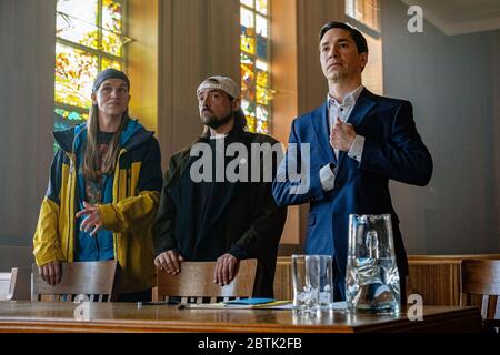 Jay and Silent Bob Reboot ist ein 2019 amerikanischer Buddy-Comedy-Film, der geschrieben, Regie geführt, bearbeitet von, Und mit Kevin Smith. Dieses Foto ist nur für redaktionelle Zwecke und ist das Urheberrecht der Filmgesellschaft und/oder des Fotografen, der von der Film- oder Produktionsfirma beauftragt wurde und darf nur in Publikationen im Zusammenhang mit der Förderung des oben genannten Films reproduziert werden. Eine obligatorische Gutschrift an die Filmgesellschaft ist erforderlich. Der Fotograf sollte auch gutgeschrieben werden, wenn bekannt. Stockfoto