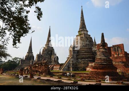 Die drei herrlichen Chedi des Wat Phra Si Sanphet in Ayutthaya Stockfoto