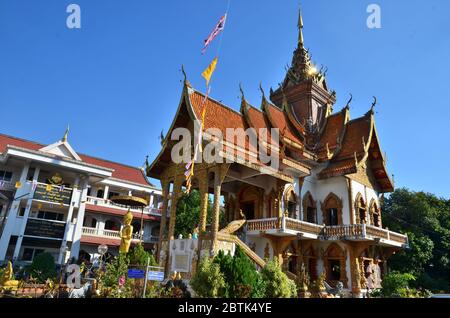 Bibliotheksgebäude des Wat Buppharam in Chiang Mai Stockfoto