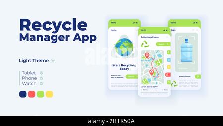 Recycling Manager Cartoon Smartphone Interface Vektor-Vorlagen gesetzt Stock Vektor