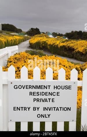 Government House in Port Stanley, Falklandinseln (Islas Malvinas), Vereinigtes Königreich, Südamerika Stockfoto