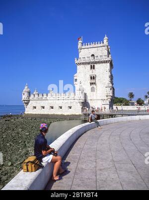 Torre de Belem (Torre de Belem) am Ufer des Flusses Tejo, Stadtteil Belém, Lissabon, Portugal Stockfoto