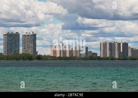 Blick auf Chicago Nordküste, Blick über Lake Michigan Stockfoto