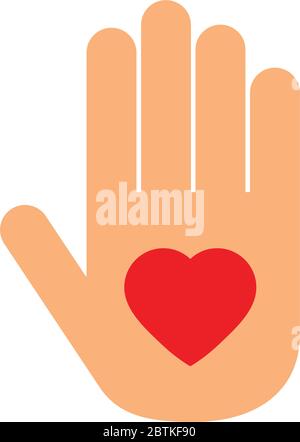 Hand mit Herz-Symbol Vektor-Logo Stock Vektor
